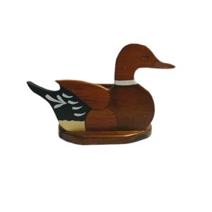 Vintage Wooden Duck Napkin Holder Wooden T…